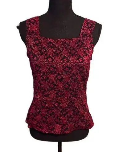 Karen Kane Lace Tank Top Deep Red