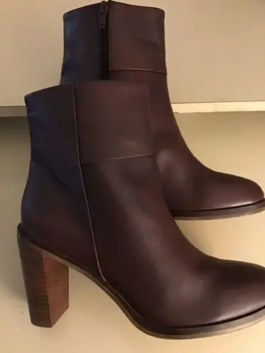 Seychelles women brown leather heel boots US 10