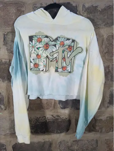 MTV Sweatshirt Hoodie Woman's One Size Cropped Tie