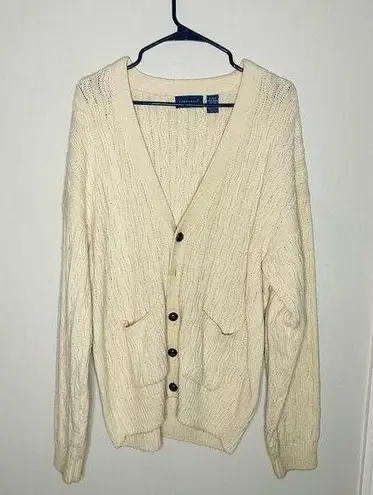 Towncraft Vintage 80s Acrylic Slouchy Cabled Oversized Cardigan Grande Size XL