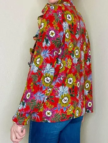 Molly Bracken Red Ruffle Floral Button Down Shirt