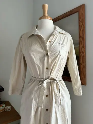 Orvis beige belted shirt dress