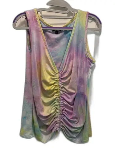 Wearever Tie Dyed Tunic Tank with Gathered Drawstring Front Size 1X EUC