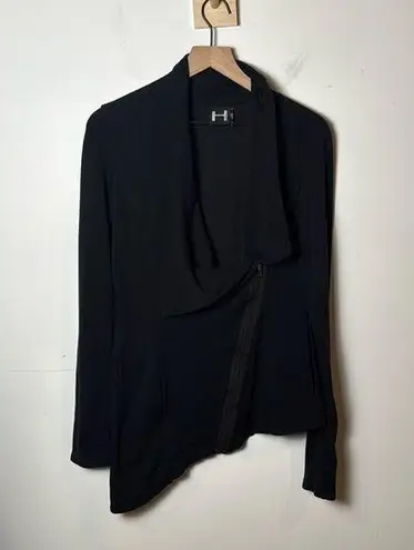 H by Bordeaux HEATHER by bordeaux Black Asymmetrical Zip Up Jacket Women's Size S