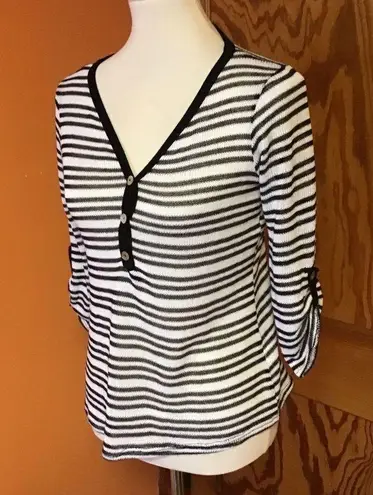 Chenault striped V Neck Beachy Sweater White