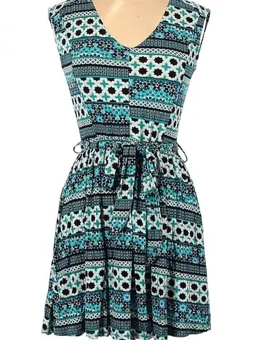 Blue Rain Francesca’s  boho print belted dress size small