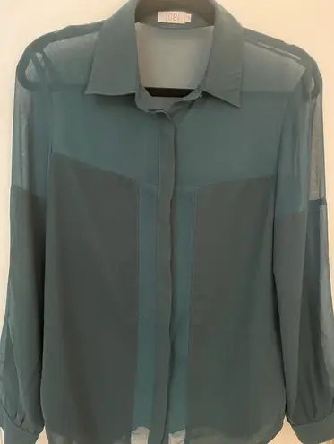 Tobi , Hunter green, button up blouse, small