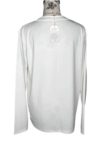 LARGE White Red Print Holiday Christmas Tree Long Sleeve Pullover Tee T