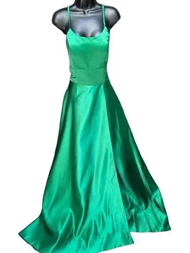 None Women's Party Prom Dress Elegant Emerald Green Halter Backless Long Dress