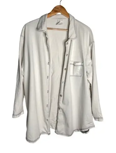 Hot Cotton Light Blue Button Up Size Large Pocket Abalone Shell Buttons