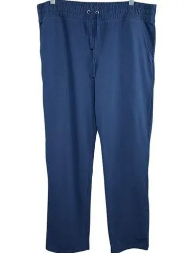 Denim & Co . Active Duo Stretch Full-Length Drawcord Pant Navy Large