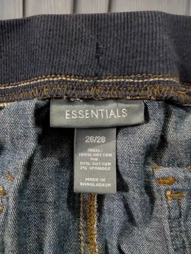 1990's Essentials Cargo Jeans Plus Size 26/28 Elastic Waistband Drawstrings Pants Pockets Vintage