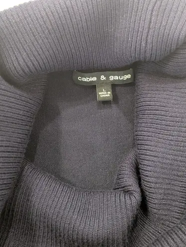 Cable & Gauge Navy Scoop Turtleneck | Women’s Large | NWOT