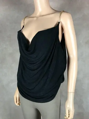 Wearever Chain Strap Black Draped Party Top Plus Size 3X