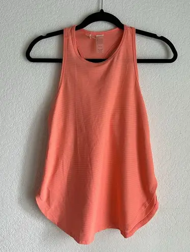 Calia Striped Racerback Side Slit Coral Tank Top Oversized Nylon Spandex Size XS Pink