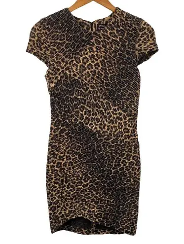 Torn By Ronny Kobo KAITLYN Pleated Leopard Print Dress Size Medium
