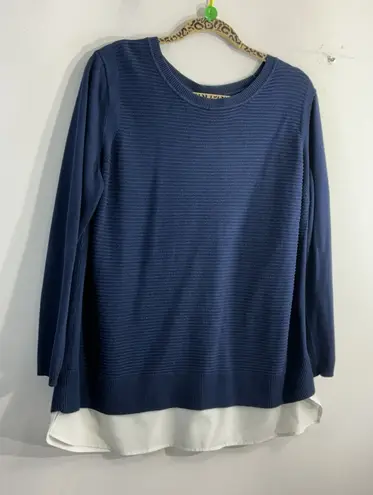 Hilary Radley Womans Sweater Pullover XXL Navy Long Sleeve Crew Neck
