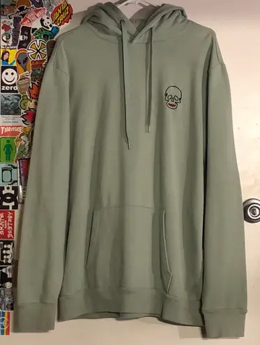 No Boundaries Y2K L Skater Skull hoodie green teal 