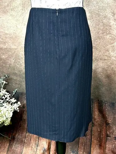 Armani Collezioni Bow Front Pin Stripe A-Line Skirt Midnight Size 10