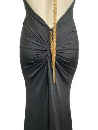 Miss Avenue Halter Open Back Gold Chain Drop Sexy Gown Black Size Medium NWT