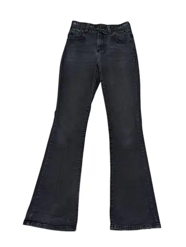 KanCan Jovi High Rise Bootcut Jeans Leather Accent Flare Western Womens 27 Gray Black