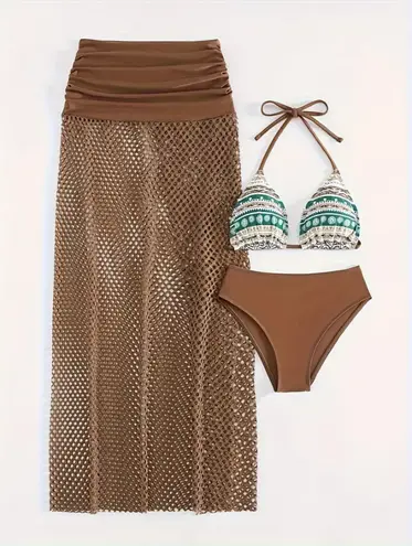 Andrea’s Deal NWT AD Tribal Print 3 Piece Set Bikini, SIZE L