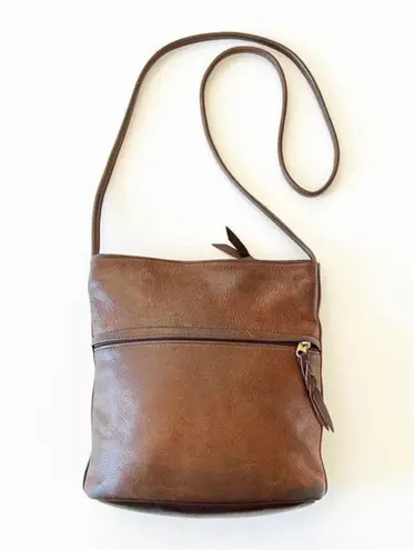 Vintage Sven California Brown Leather Crossbody Bag Boho Style Minimalist Look