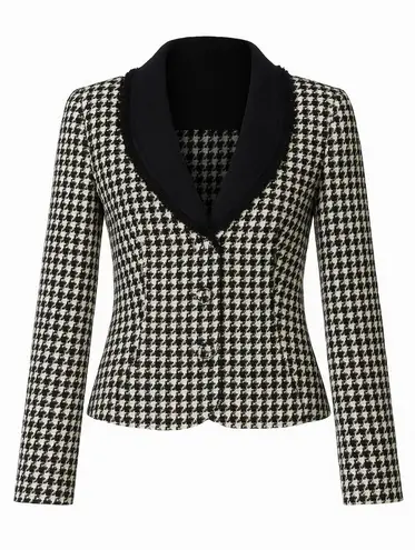 NWT Shomi Petites Houndstooth Black White Blazer Size 14