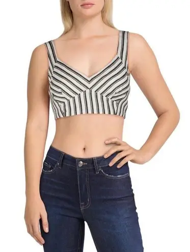 BCBGMAXAZRIA striped linen blend crop top Size 6