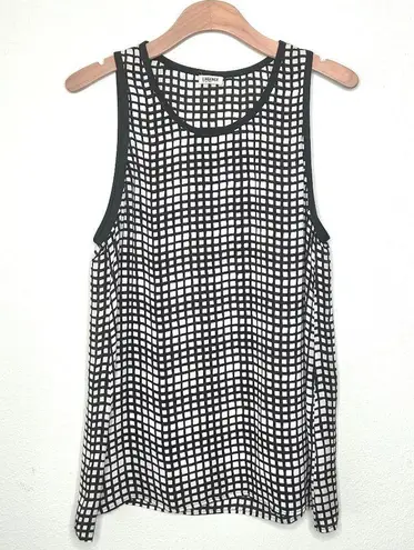 L'Agence  Silk Check Print Sleeveless Top in Black Size 8