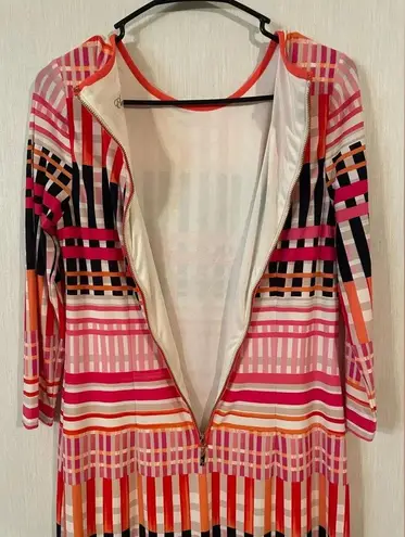 Eliza J Colorful Crosshatch 3/4 Sleeve Jersey A-line Dress minidress size 6
