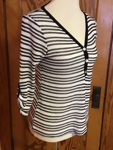 Chenault striped V Neck Beachy Sweater White