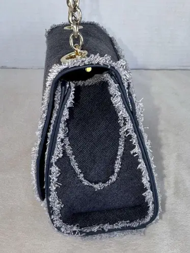 New ZAC Zac Posen Eartha Iconic Mini Crossbody Denim Bag With Chain Strap Blue