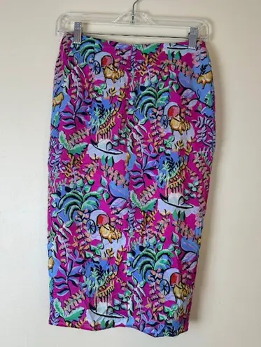 J. McLaughlin  Blakely Rose Freshfield Twist Knot Pencil Skirt Floral Size 0 NWT