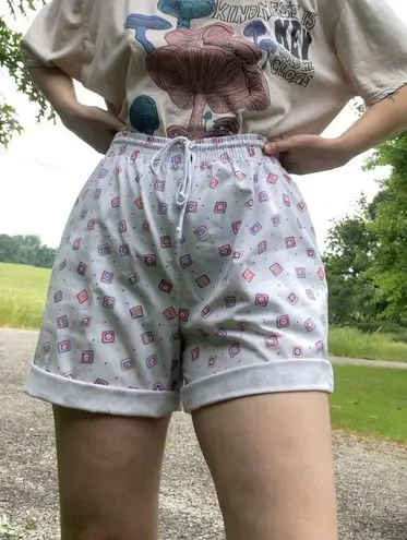 Vintage 1980s Abstract Print Drawstring High