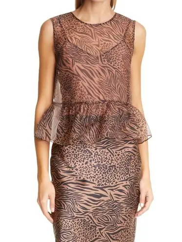 Cami NYC Amira Jungle Print Peplum Silk Top M