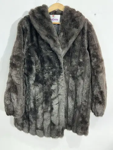 VTG Monterey Fashions Women’s Size 14 Faux Fur Coat Plush Lined Made In USA Brown