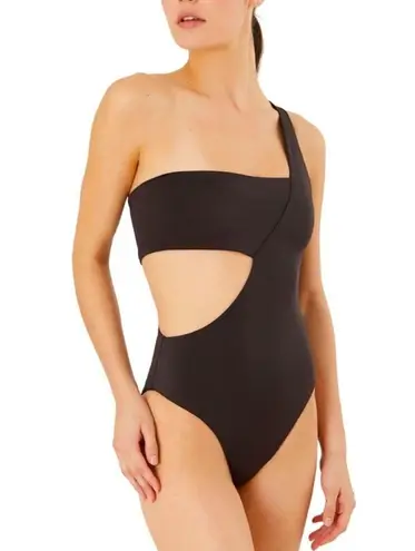 ONIA Margot One Shoulder Cut Out Bandeau One piece swimsuit Black Size M…