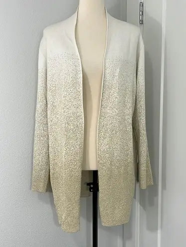 Croft & Barrow  Small White and Gold Metallic Ombré Cardigan Sweater