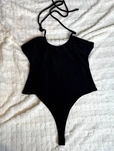 Open Edit  Halter Adjustable Black Scrunch Bodysuit Extra Small XS Tank