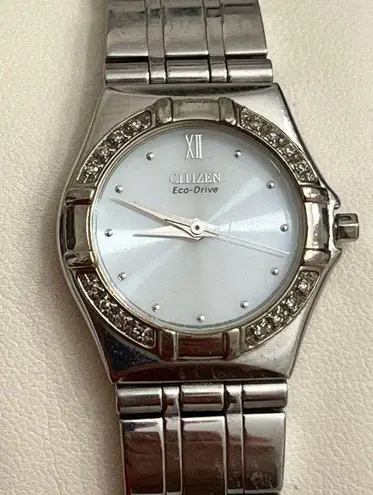 Citizen Eco-Drive Ladies Watch Genuine Diamonds White Dial Stainless Bracelet
