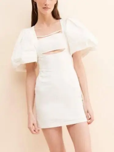4SI3NNA Revolve Women’s Ulma Puff Sleeve Square Neckline Cotton White Mini Dress