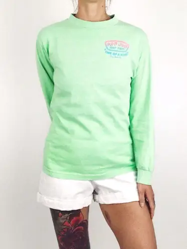 Y2K ✨ Neon RON JON Surf Shop Long Sleeve Tee Green