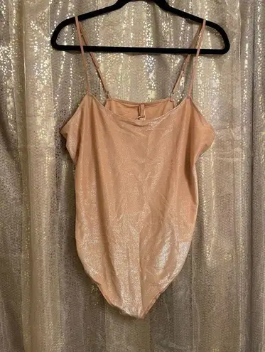 SKIMS Shimmer Glitter Nude Ochre Cami Thong Bodysuit, 3X NWT