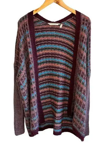 Soft Surroundings Multi-Color Textured Eirene Open Front Cardigan Sweater - L/XL