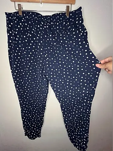 Cynthia Rowley  Navy Blue & White Polka Dot Jogger Pants Women’s Size 14 - Image 1