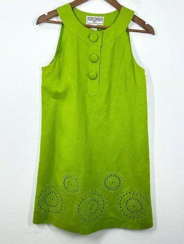 Jessica Howard Vintage Green Shift Dress Sleeveless Mod Retro 60s Style A-Line