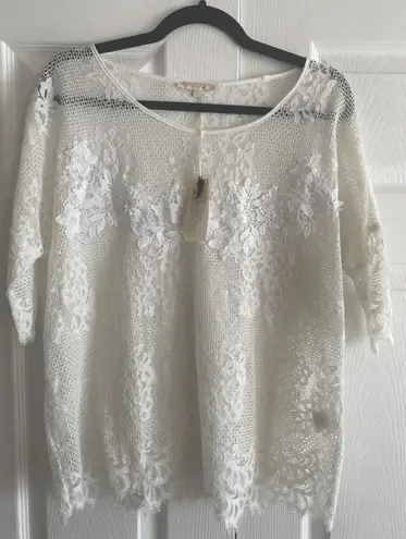 Gold Hawk Womens Small White Lace Top Sheer Etherial