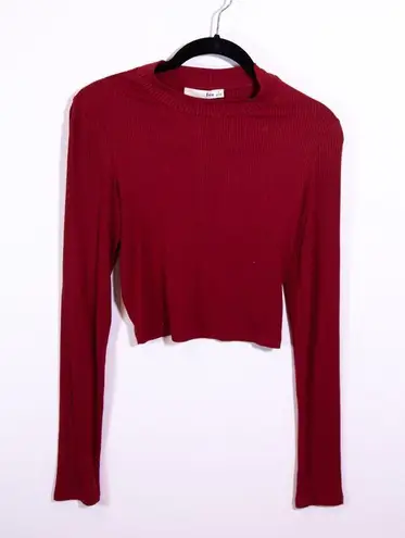 Wilfred Free Aritzia Modal Stretch Ribbed Knit Mock Neck Long Sleeve Cropped Top