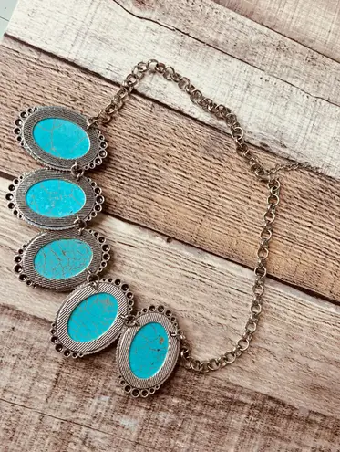 New Fashion Jewelry Southwest Faux Turquoise Statement Necklace, Earrings & Bracelet Set Blue